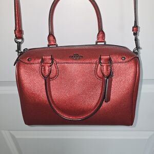 Coach‎ Red Leather Handbag Metallic Doctors Bag Style Never Used